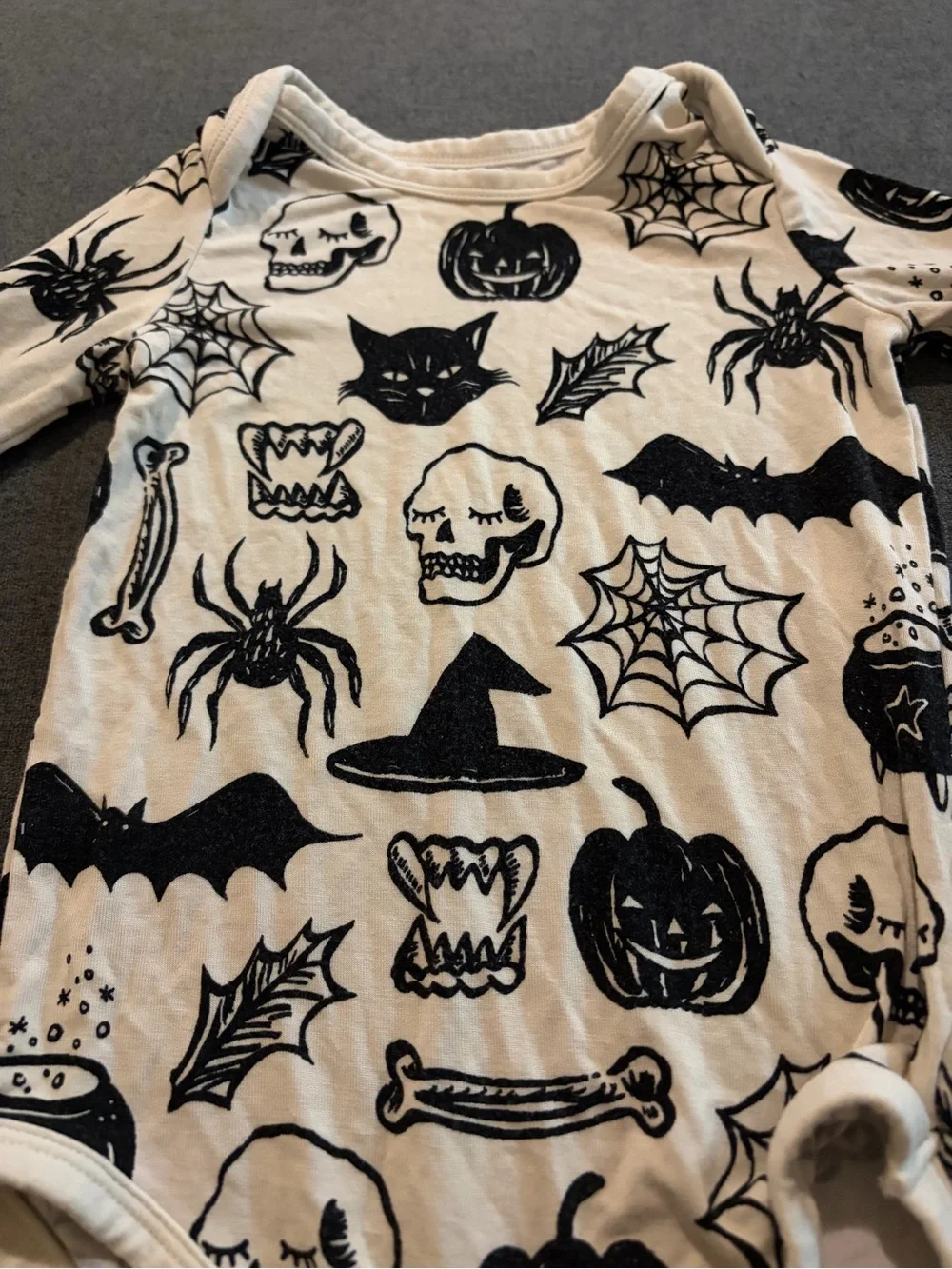 Little Sleepies Cream and Black Halloween Print One-Piece Bodysuit